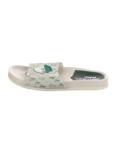 Pre-owned Jimmy Choo Canvas Printed Slides In White