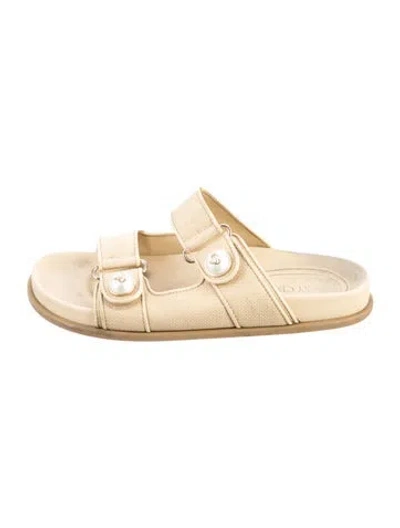 Pre-owned Jimmy Choo Canvas Slides In Neutral