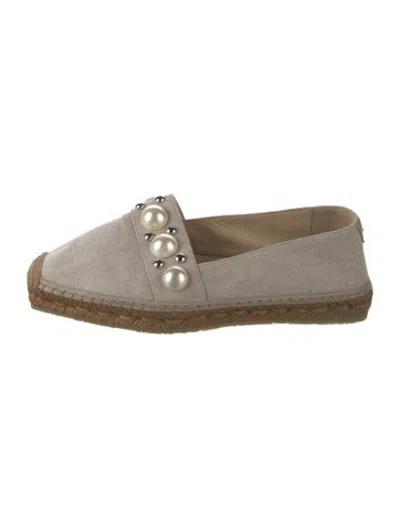 Pre-owned Jimmy Choo Canvas Studded Accents Espadrilles In Neutrals