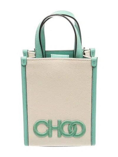 Pre-owned Jimmy Choo Canvas Top Handle Bag In Neutrals