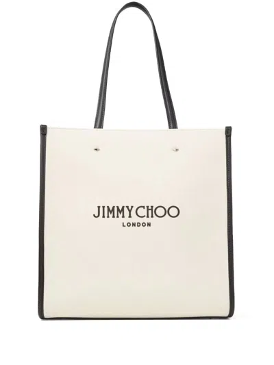 JIMMY CHOO CANVAS TOTE BAG IN NUDE & NEUTRALS FOR WOMEN