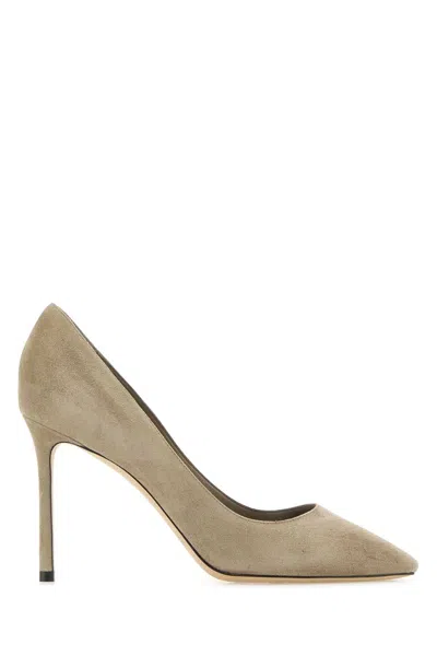 Jimmy Choo Cappuccino Suede Romy 85 Pumps In Beige O Tan