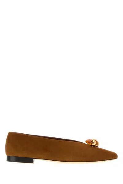 Jimmy Choo Caramel Suede Margot Ballerinas In Brown