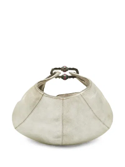 Pre-owned Jimmy Choo Carina Shimmer Clutch Bag In Silver