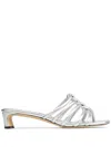 Jimmy Choo Carmel 35mm Metallic Leather Mules In Silver