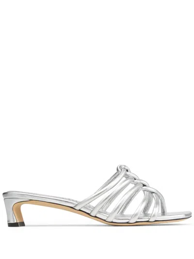 Jimmy Choo Carmel 35mm Metallic Leather Mules In Silver