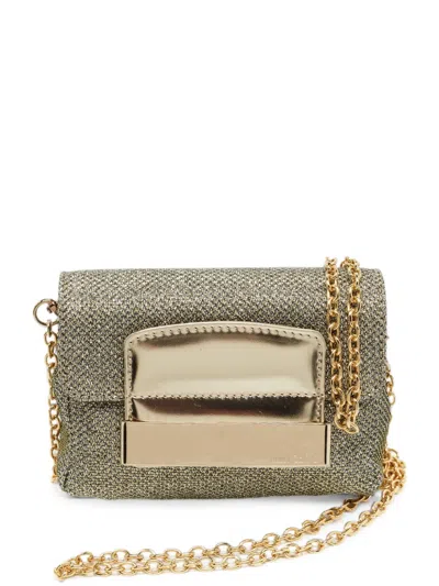 Pre-owned Jimmy Choo Caro Glitter-detail Clutch Bag In Gold