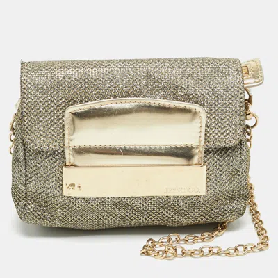 Pre-owned Jimmy Choo Caro Gold Glitter And Patent Leather Chain Crossbody Bag
