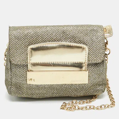 Jimmy Choo Caro Gold Glitter And Patent Leather Chain Crossbody Bag