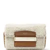 Jimmy Choo Carolina Shearling Shoulder Bag In Cream Multi In Sand