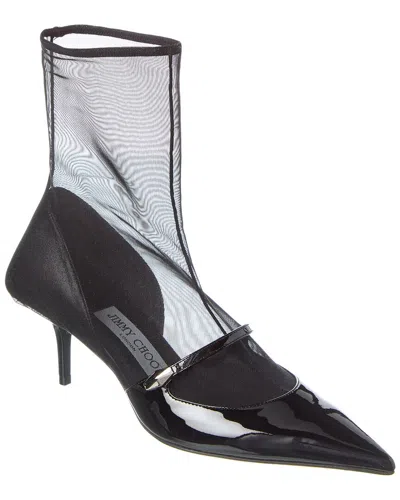 Jimmy Choo Carolyn Ab 60 Mesh & Leather Bootie In Black