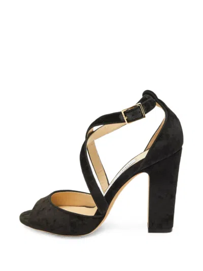 Pre-owned Jimmy Choo Carrie Ankle Strap Sandals In Black