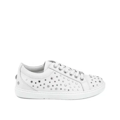 Jimmy Choo Cash Star Leather Trainers In White