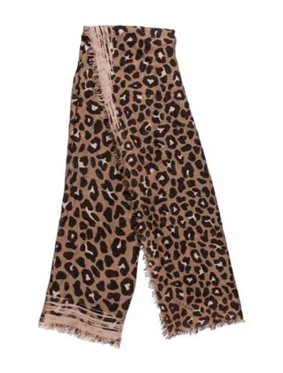 Pre-owned Jimmy Choo Cashmere Animal Print Scarf In Neutrals