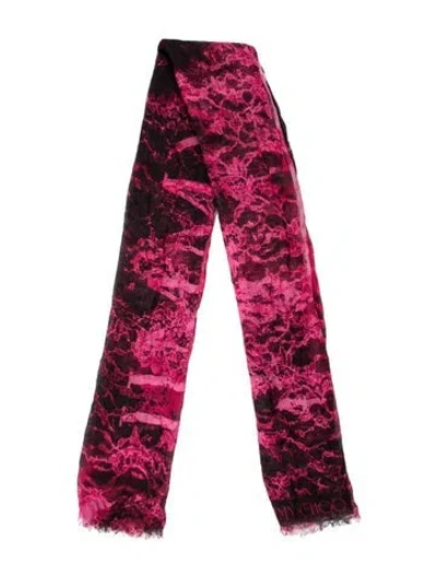 Pre-owned Jimmy Choo Cashmere Animal Print Scarf In Pink