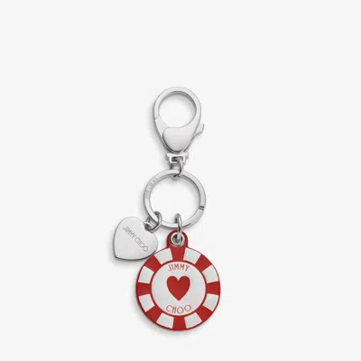 Jimmy Choo Womens Red/white/silver Casino Chip Metal Bag Charm