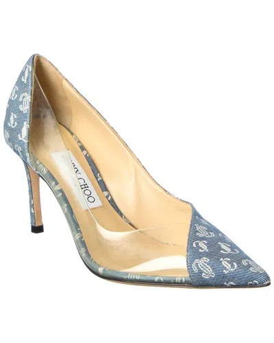 Jimmy Choo Cass 75 Denim & Vinyl Pump In Blue