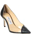 Jimmy Choo Cass 95 Leather & Vinyl Pump In Black