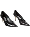 Jimmy Choo Cass 75 Patent & Leather Pump (authentic Pre-loved) In Black
