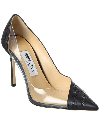 JIMMY CHOO CASS 95 LEATHER & VINYL PUMP