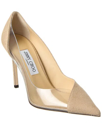 Jimmy Choo Cass 75 Linen & Vinyl Pump In Brown