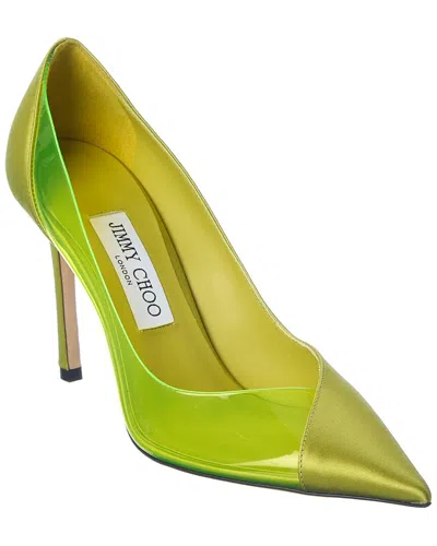 Jimmy Choo Cass 95 Satin & Plexi Pump In Green