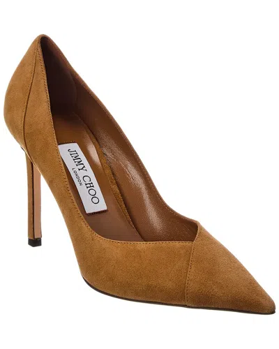 Jimmy Choo Cass 95 Suede Pump In Brown