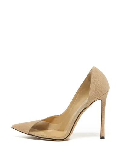Pre-owned Jimmy Choo Cass Slip-on Heeled Pumps In Neutral
