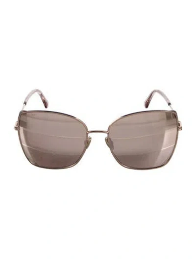 Pre-owned Jimmy Choo Cat-eye Mirrored Sunglasses In Gold