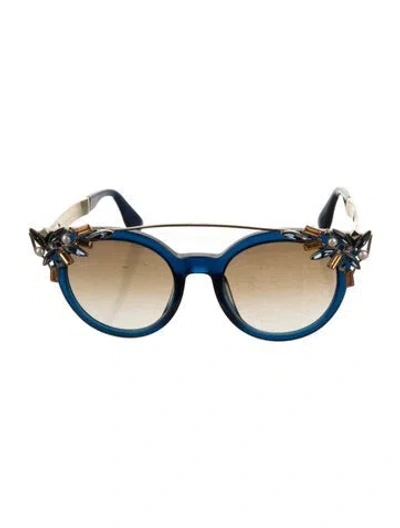 Pre-owned Jimmy Choo Cat-eye Tinted Sunglasses In Blue