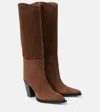 Jimmy Choo Cece 80 Suede Knee-high Boots In Beige