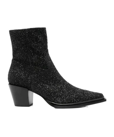 JIMMY CHOO CECE AB 60MM GLITTER ANKLE BOOTS