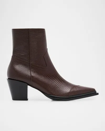 Jimmy Choo Cece Embossed Leather Ankle Booties In Coffee