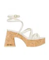 Jimmy Choo Heeled Leather And Cork Sandals In Nude
