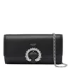 Jimmy Choo Embellished Logo Detailed Chain Wallet In Black