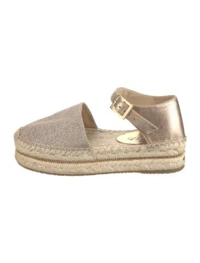 Pre-owned Jimmy Choo Chain-link Accents Espadrilles In Gold