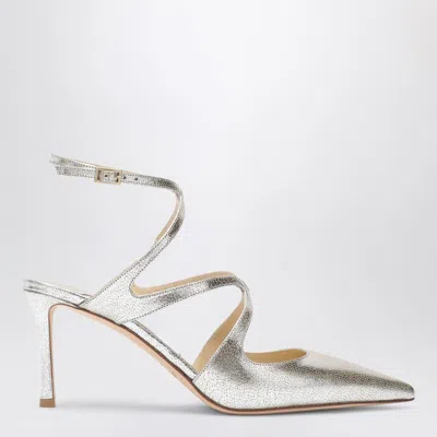 Jimmy Choo Azia 75mm Metallic-finish Pumps In Cream