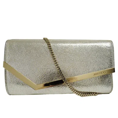 Pre-owned Jimmy Choo Champagne Gold Leather Clutch Bag Shoulder Bag ()