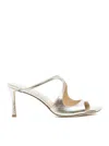 Jimmy Choo Champagne Laminated Leather Clogs In Nude