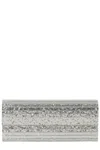 Jimmy Choo Champagne Silver Coarse Glitter Clutch In White
