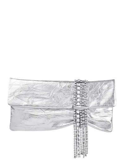 Jimmy Choo Chandelier Crystal Leather-blend Clutch With Magnetic Closure, 30x15.5 Cm In Metallic