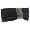 Jimmy Choo Chandra Chain Detail Clutch Bag In Black Leather In Black