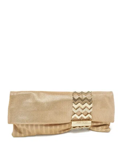 Pre-owned Jimmy Choo Chandra Perforated Clutch Bag In Gold