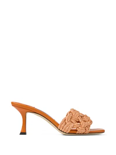 Jimmy Choo Chara 70 Woven Open-toe Sandals In Brown