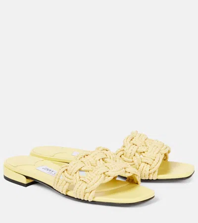 Jimmy Choo Chara Woven Raffia Sandals In Yellow