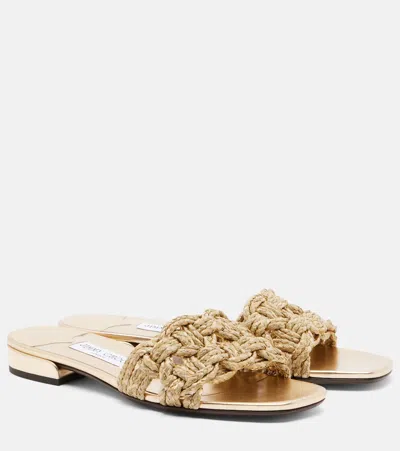Jimmy Choo Chara Woven Slides In Gold