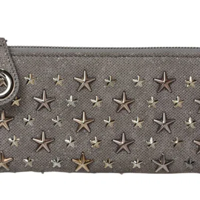 Pre-owned Jimmy Choo Charcoal Gray Leather Long Wallet (bi-fold) ()