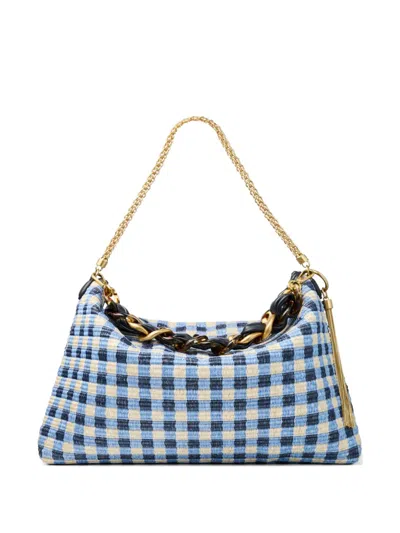 Jimmy Choo Check Chain Shoulder Bag In Blue