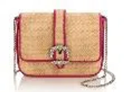 Jimmy Choo Cheri Raffia And Leather Crossbody In Pink