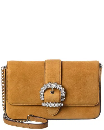 Jimmy Choo Cheri Suede Wallet On Chain In Brown